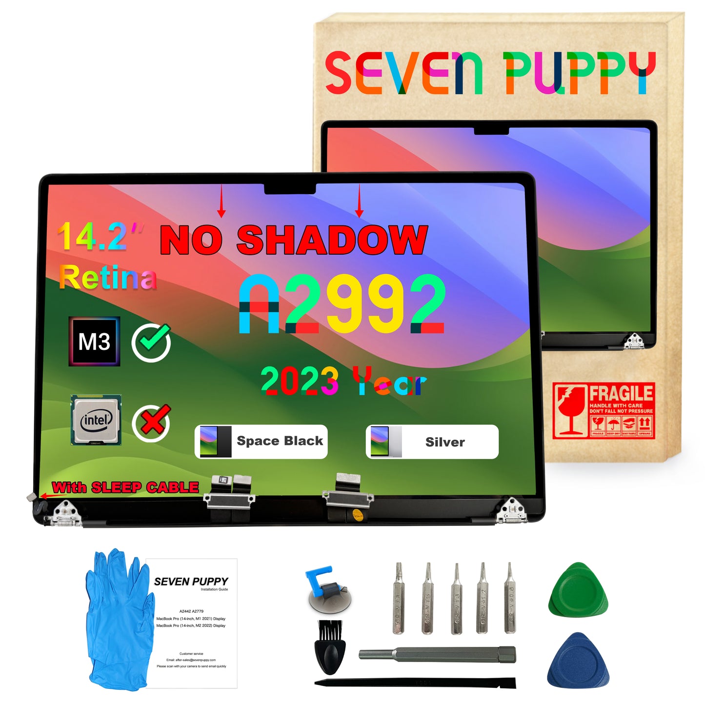 SEVEN PUPPY Brand NEW For MB Pro Retina 14" A2992 Full LCD Screen Assembly Display Replacement